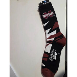 Men's For‎ Bare Feet Casual Socks L Black Maroon Mississippi State